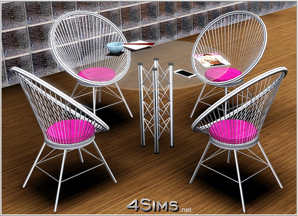 sims - the sims 3: гостинные и столовые - Страница 11 Round-wire-chairs-and-glass-table-Sims-3-objects-at-4Sims-1
