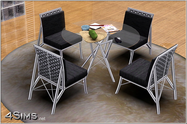 Wire dining room furniture set table and chair by 4Sims 1 Wire dining room glass table and chair