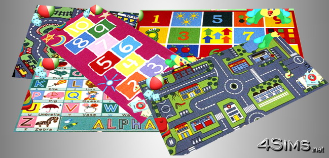 Interactive rugs for kids room, 5 designs for Sims 3 by 4Sims