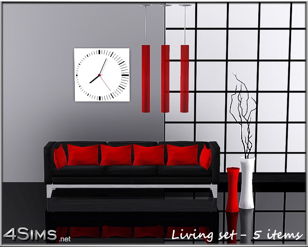 Modern living room set with 5 items for Sims 3 by 4Sims