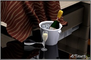 Champagne set including bottle, ice bucket and 2 glasses for Sims 3 - 4Sims