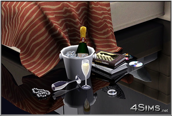 Champagne set including bottle, ice bucket and 2 glasses for Sims 3 by 4Sims