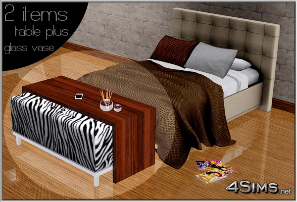 Coffee table and glass vase with aromatic incense sticks for Sims 3 by 4Sims