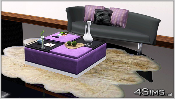 Ottoman coffee table with 2 decorative trays for Sims 3 by 4Sims
