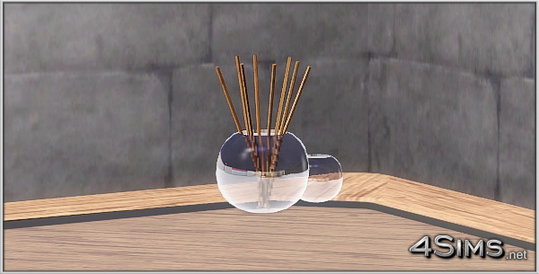 Coffee table and glass vase with aromatic incense sticks for Sims 3 by 4Sims