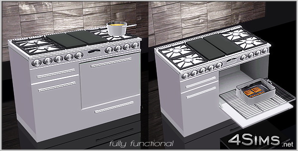 Dual fuel gas range, professional stove line for Sims 3 by 4Sims
