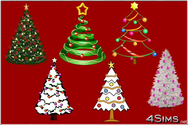 11 Christmas trees wall decals for Sims 3 by 4Sims