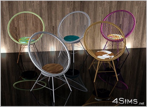 Round wire chair and glass table set for Sims 3 by 4Sims