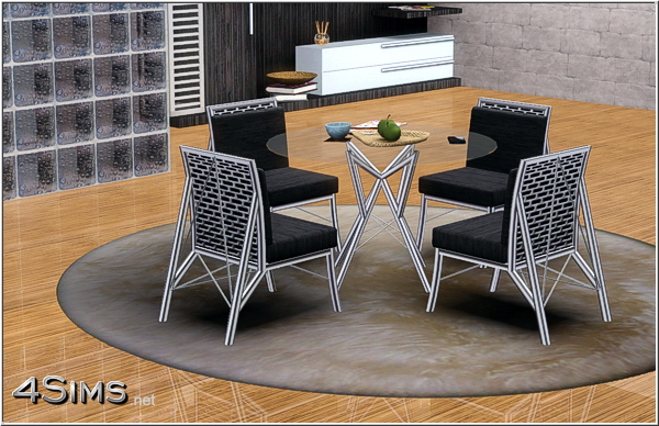Wire dining room glass table and chair for Sims 3 by 4Sims
