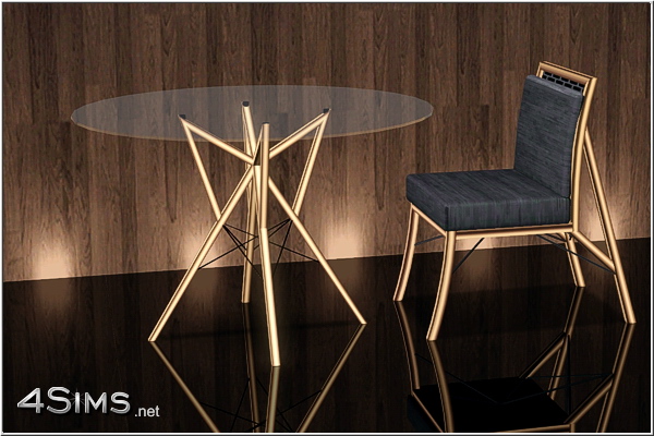 Wire dining room glass table and chair for Sims 3 by 4Sims